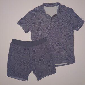 Lululemon Mens Propel Polo Shirt L & In Mind Shorts 9" Sweat Wicking Pattern